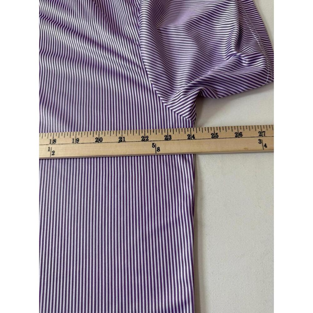Collars and Co Dress Polo XXL Purple Striped Stretch Shirt - Picture 4 of 5